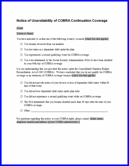 Notice of Unavailability of Coverage