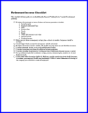 Retirement Income Checklist