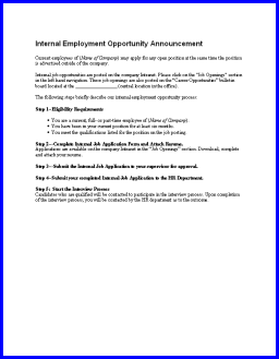 Notice - New Internal Employment Opportunity