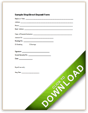Stop Direct Deposit Form Stop Direct Deposit Form