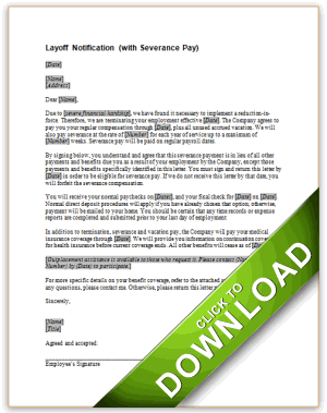 layoff notification with severance pay layoff letter