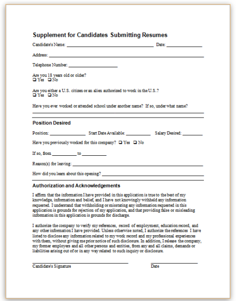 Form Specifications: Form Specifications:
