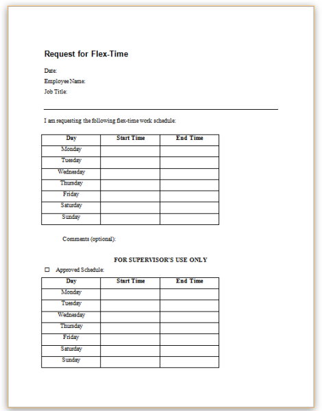 Flextime Examples Rainwest