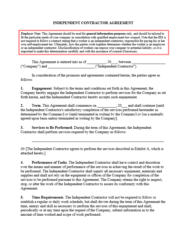 Termination Of Independent Contractor Agreement Letter from www.hr360.com
