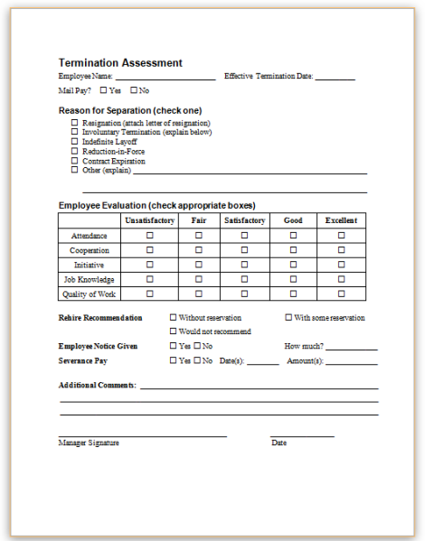 Termination Review Form