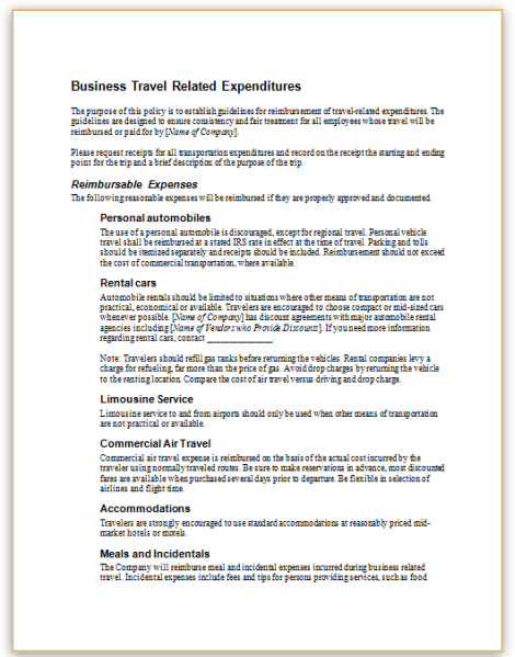 Travel Policies And Procedures Template from www.hr360.com