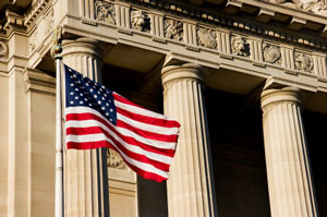 American Flag and Federal Building