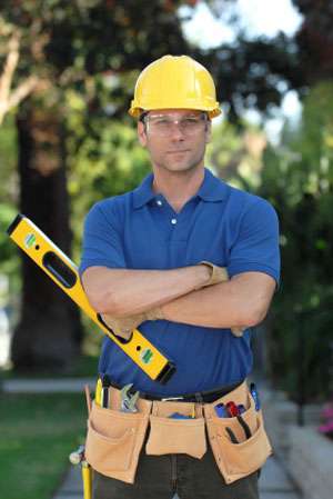 Construction Contractor Carpenter with Hard Hat